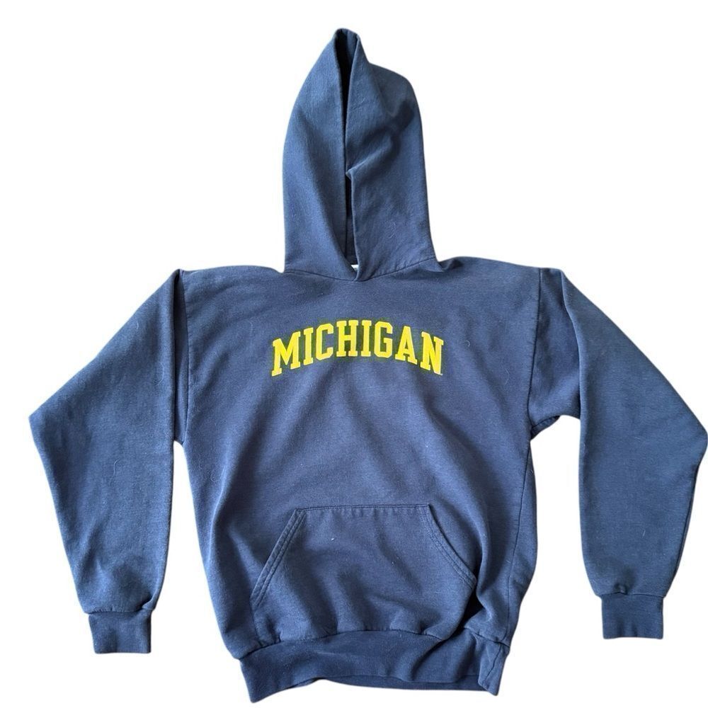 University of Michigan Sweatshirt Hood Hoodie Hooded Vintage Hanes YXL